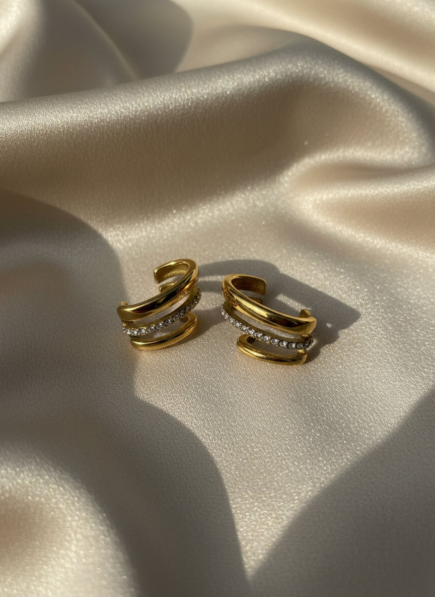 Wrap-style stud earrings- gold