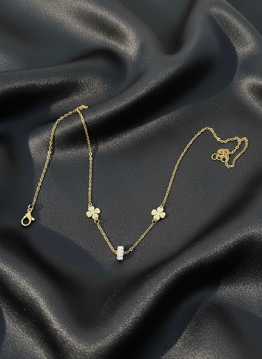 Golden clover charm necklace