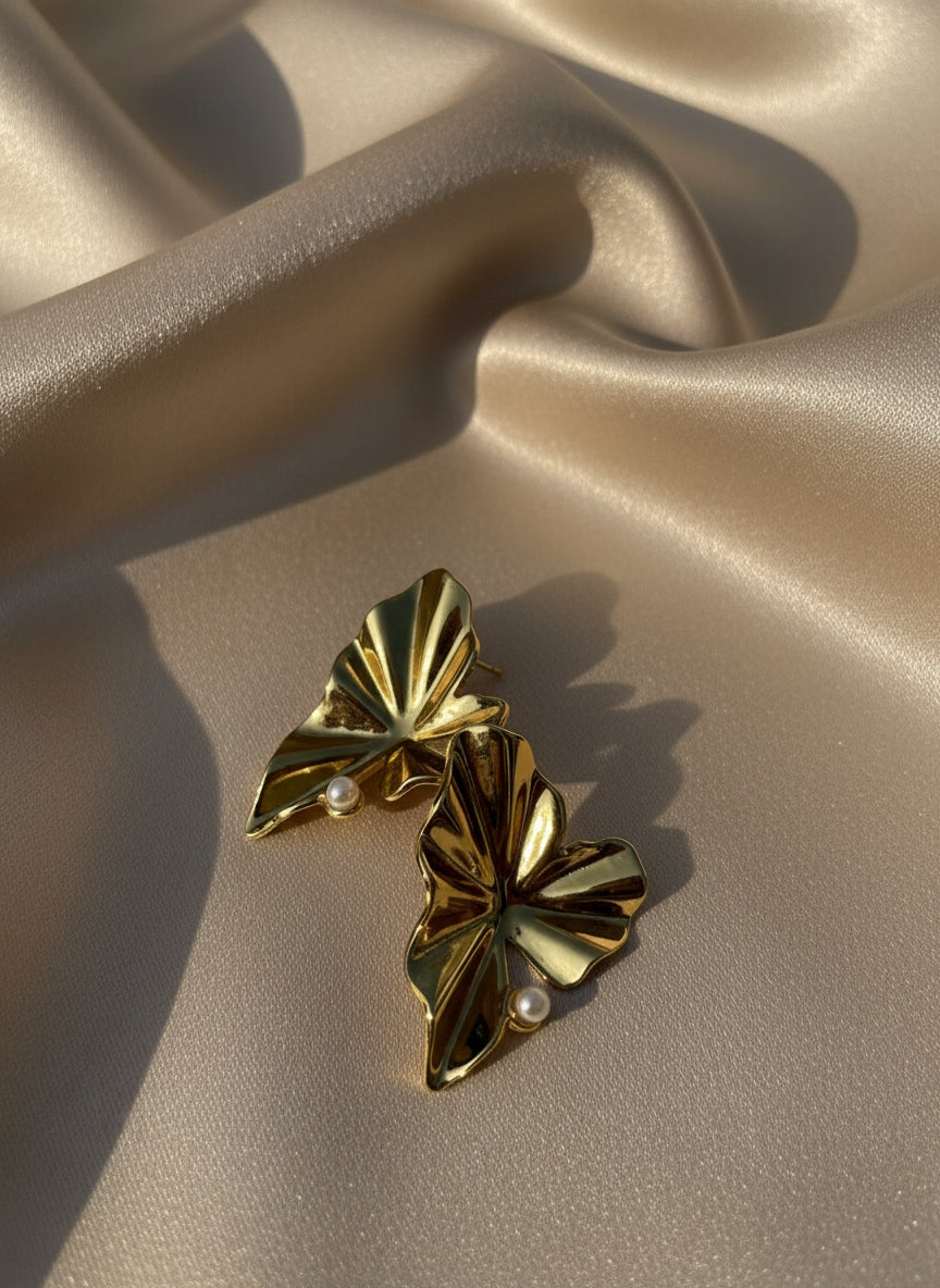 Gold leaf drop earrings