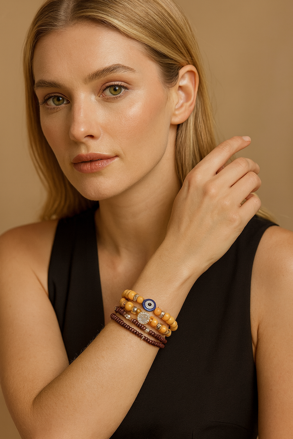 Mustard bracelet stack