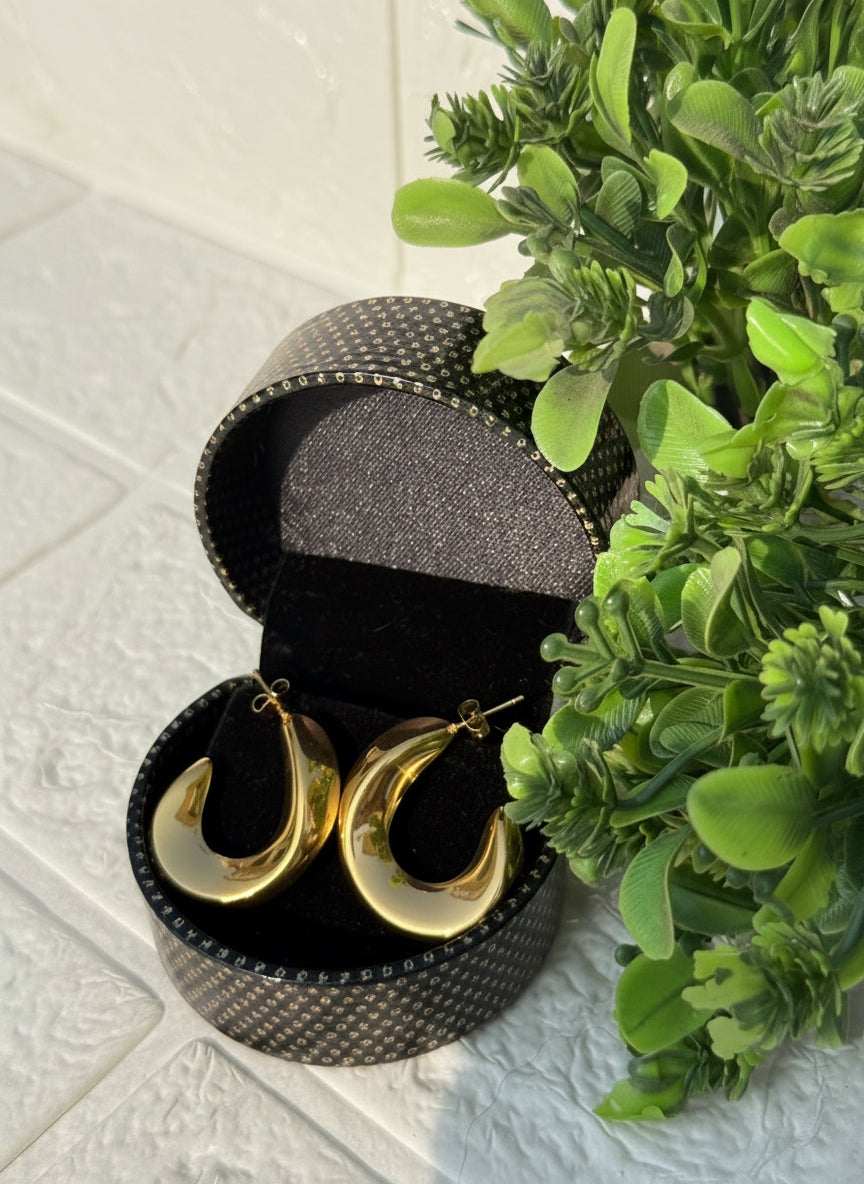 Sculpted gold hoop earrings