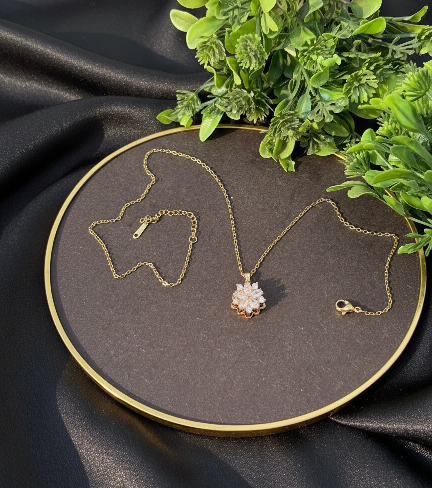 Golden snowflake pendant necklace