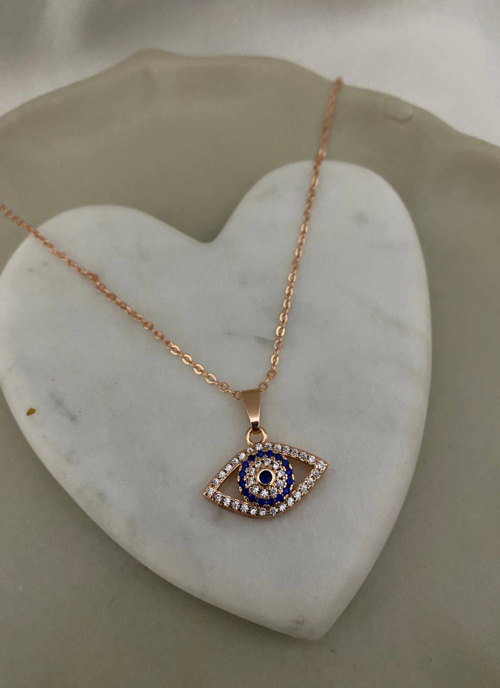 Rose gold evil eye pendant necklace