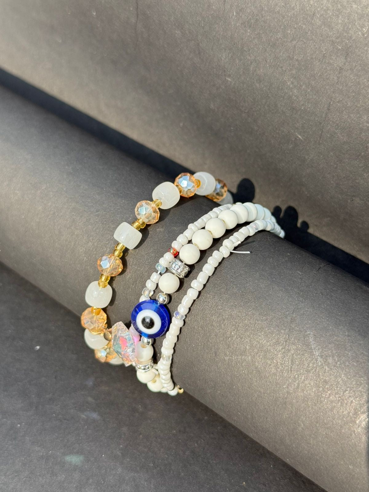 Evil eye- white bracelet stack