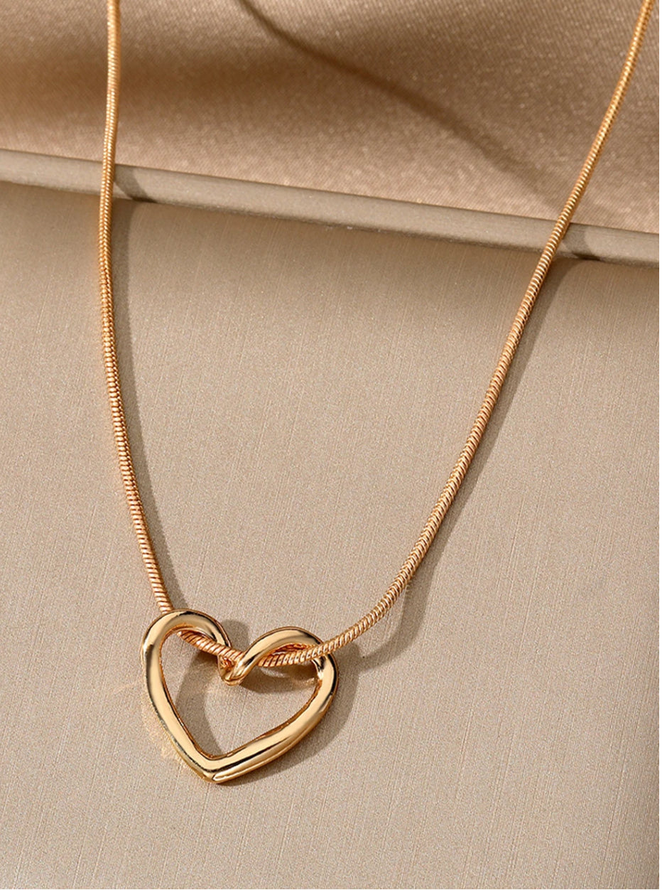 Open heart pendant necklace-gold