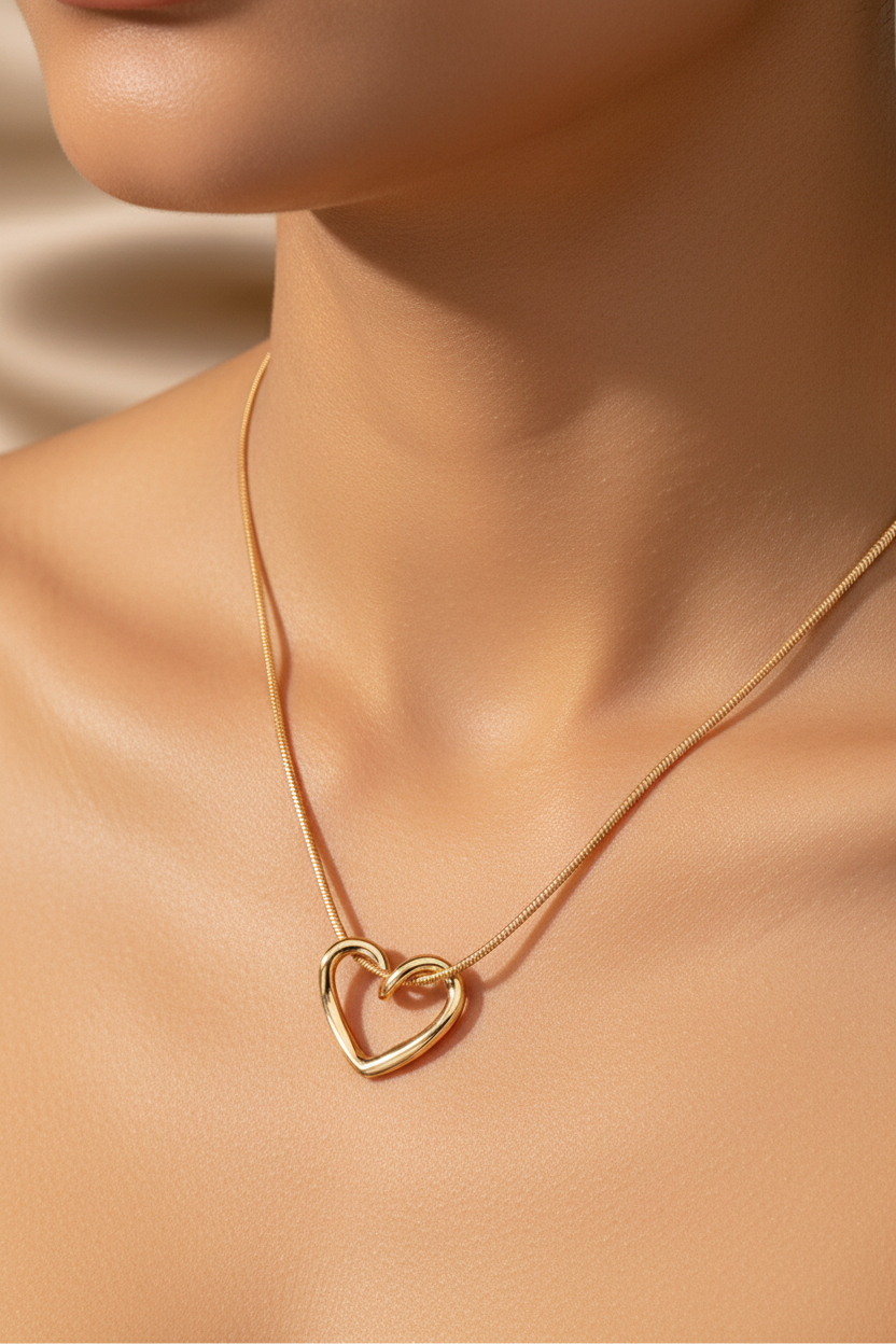 Open heart pendant necklace-gold