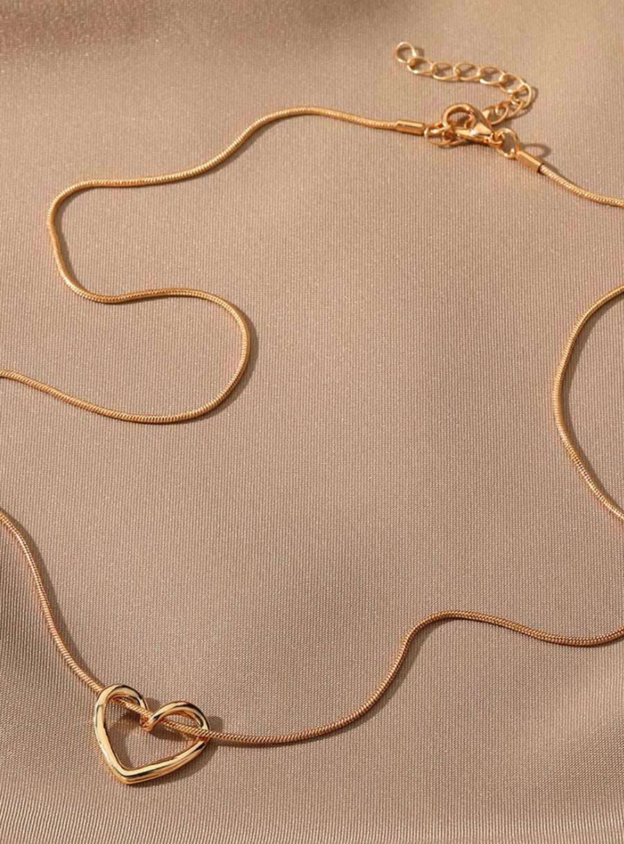 Open heart pendant necklace-gold