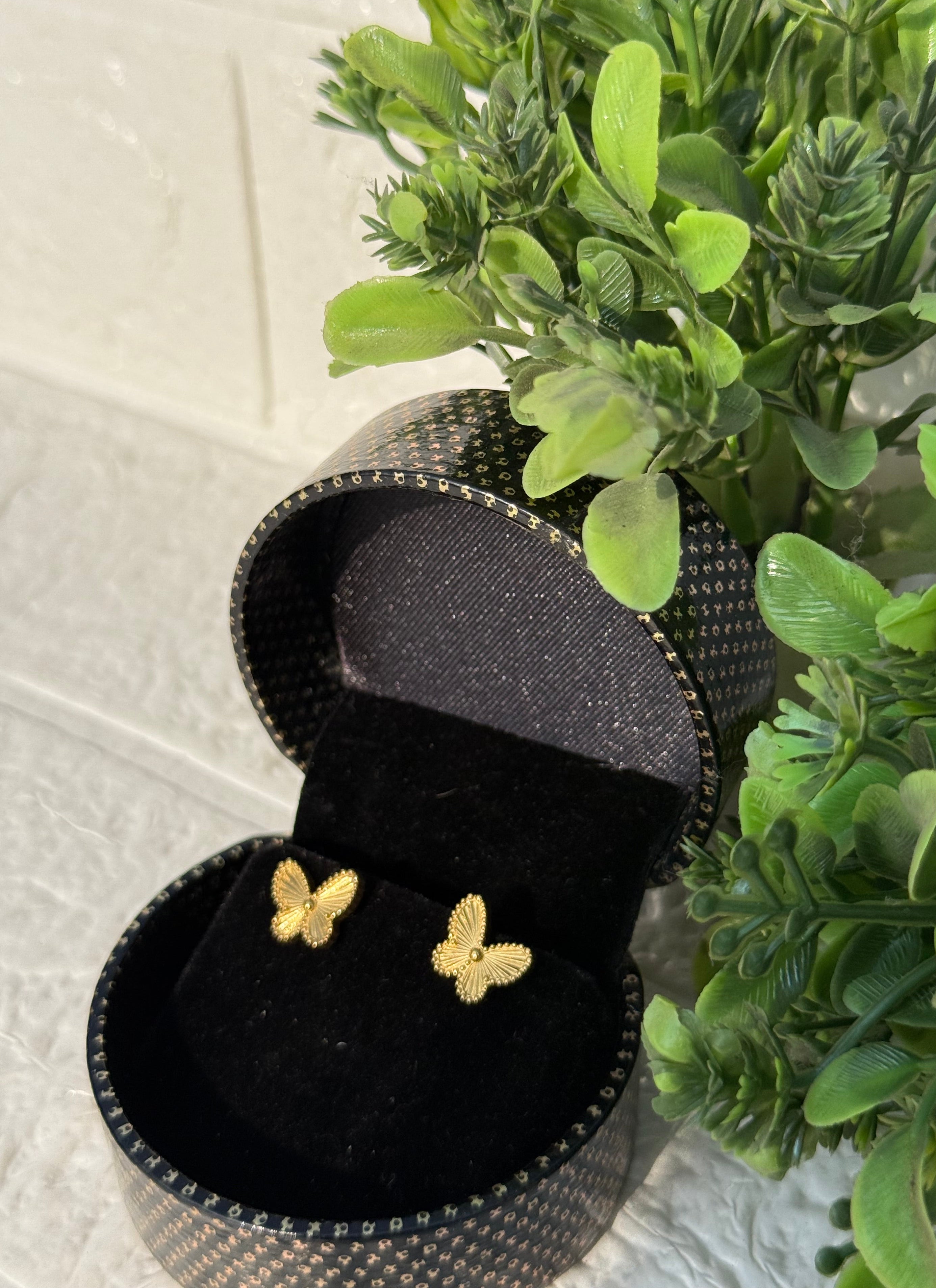 Golden butterfly studs