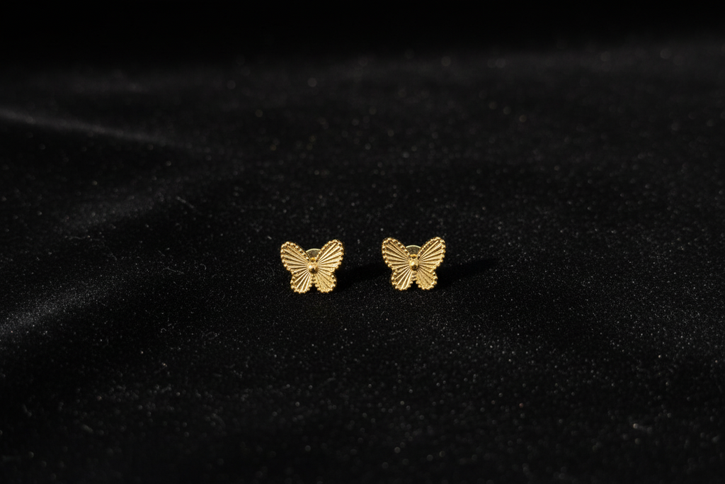 Golden butterfly studs