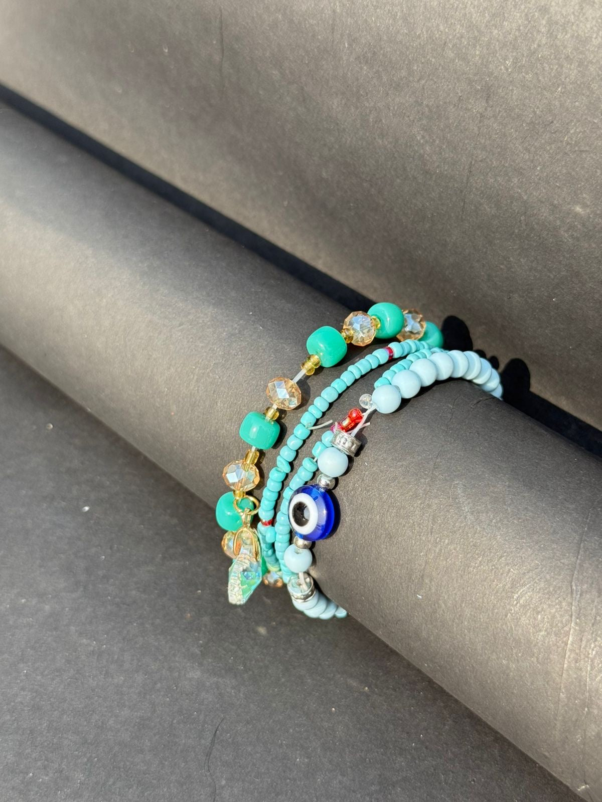 Evil eye- sky blue bracelet stack