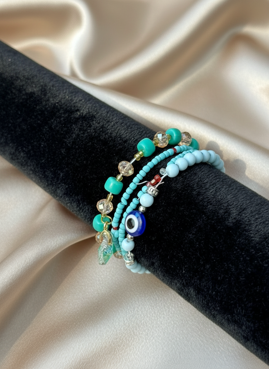 Evil eye- sky blue bracelet stack