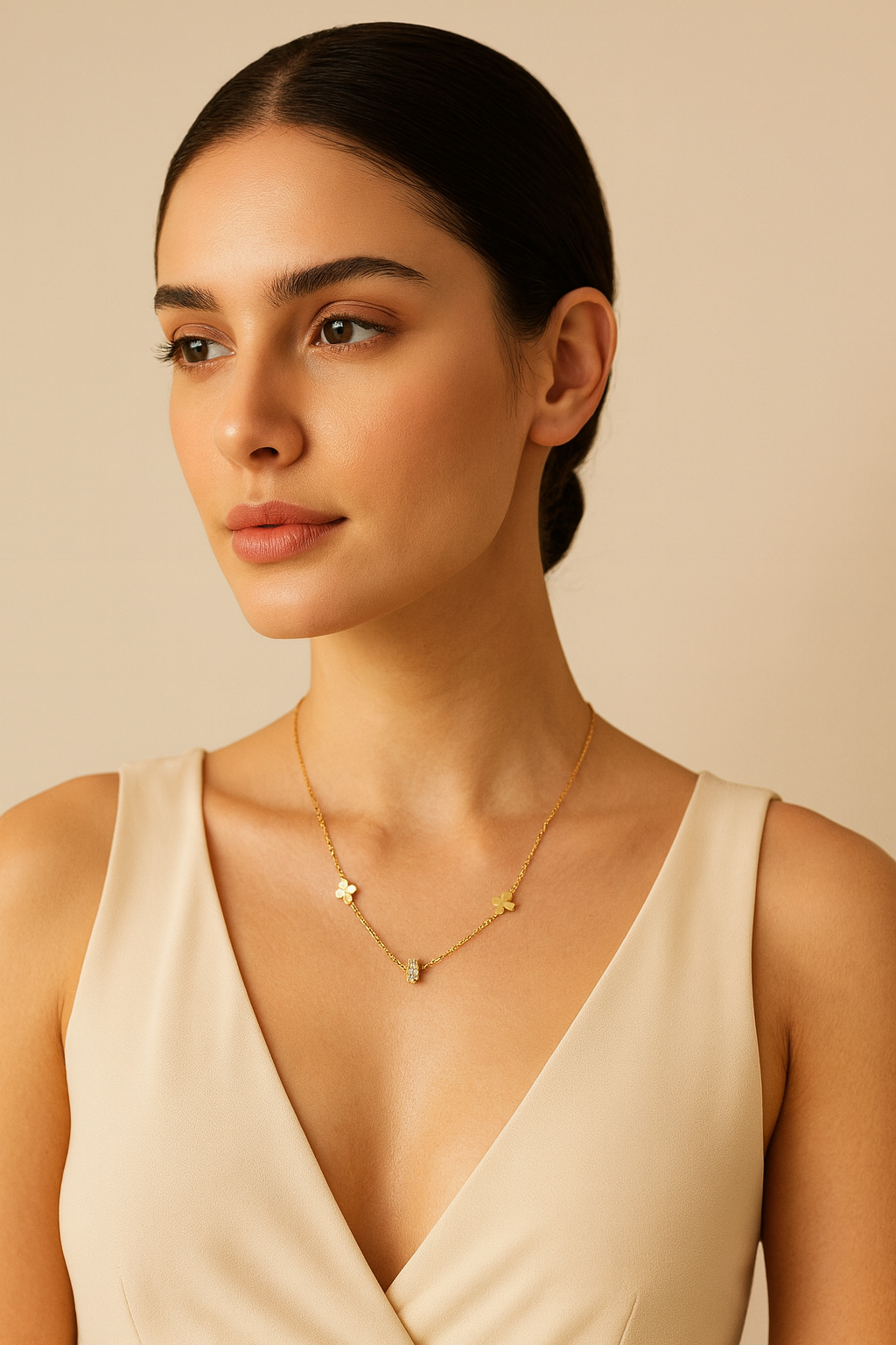 Golden clover charm necklace