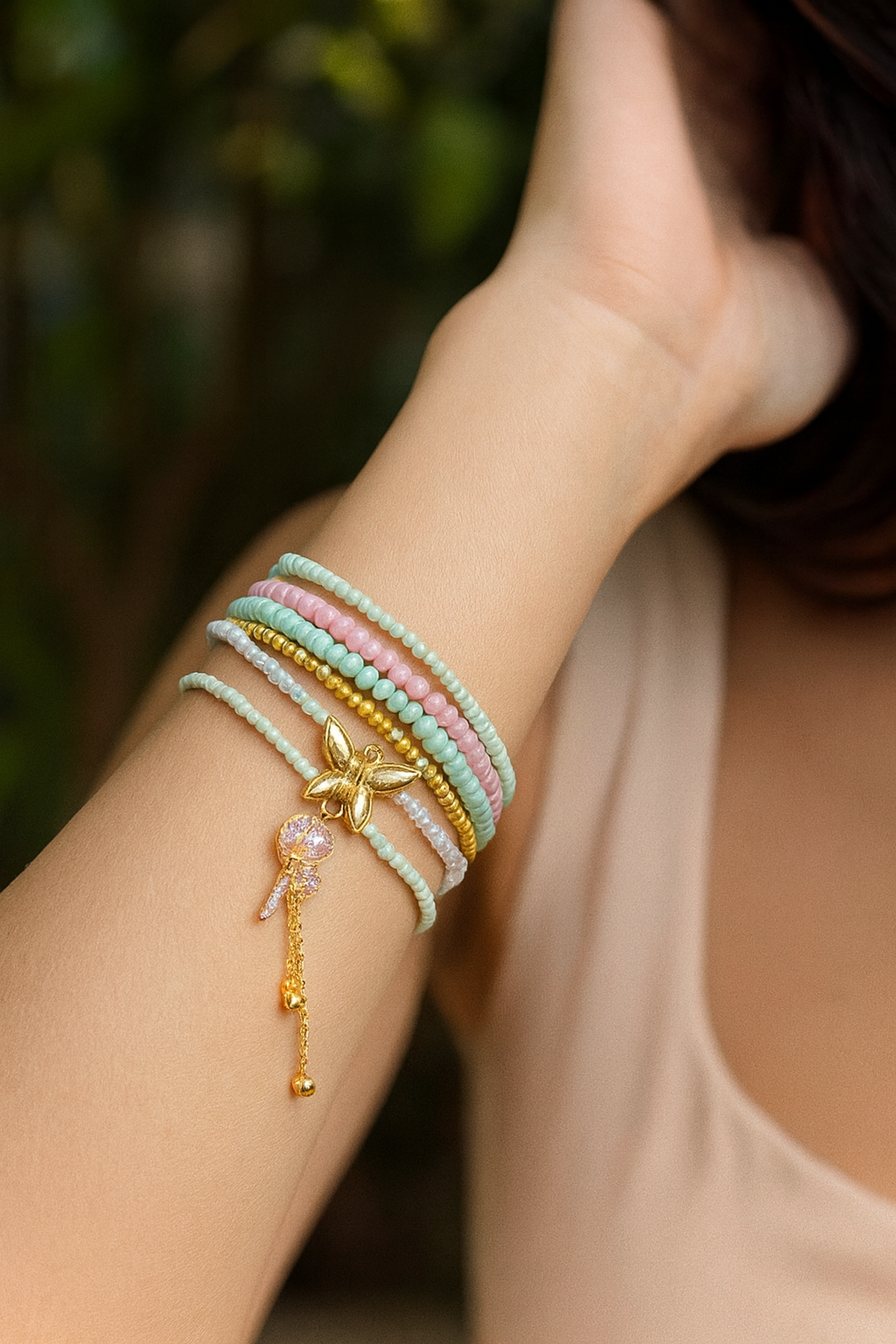 Butterfly Stacked bracelet-Pastel