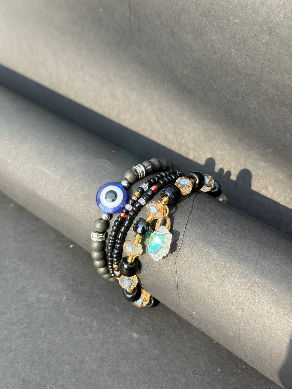 Evil eye- black bracelet stack