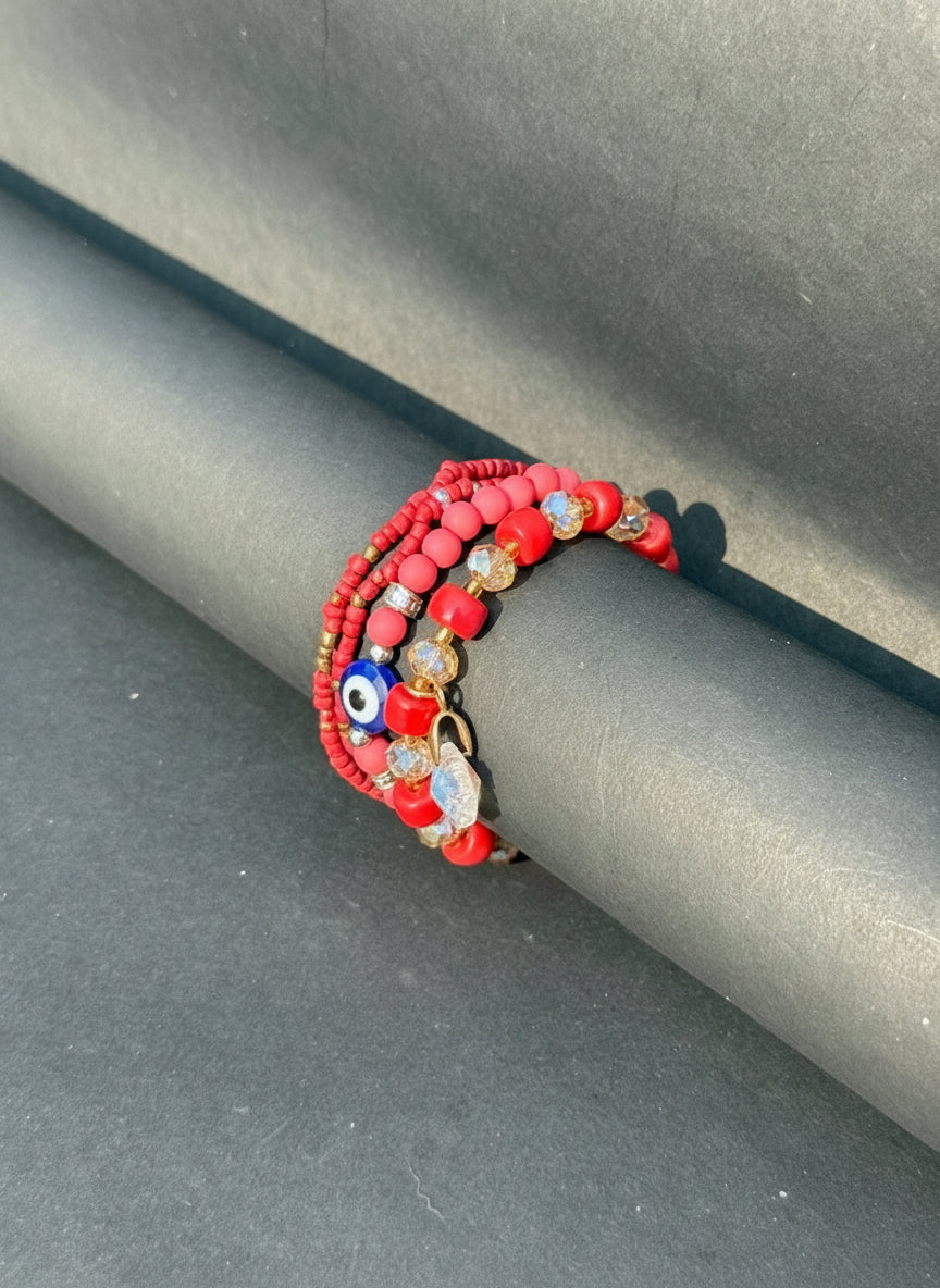 Evil eye- Red bracelet stack