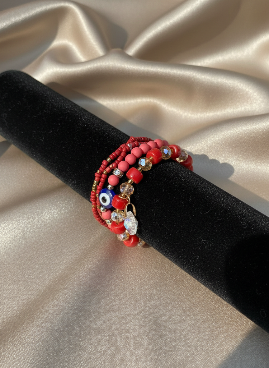 Evil eye- Red bracelet stack