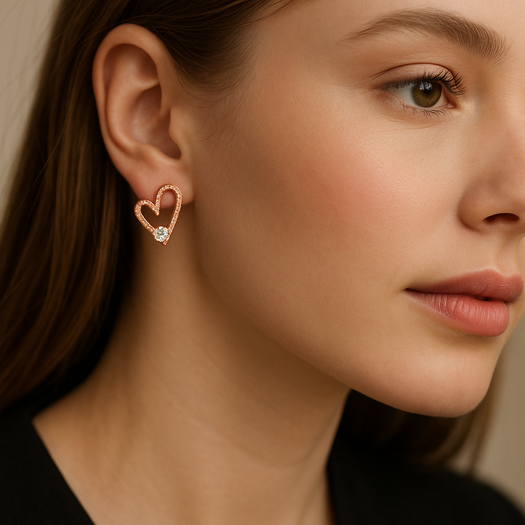 Heart stud earrings