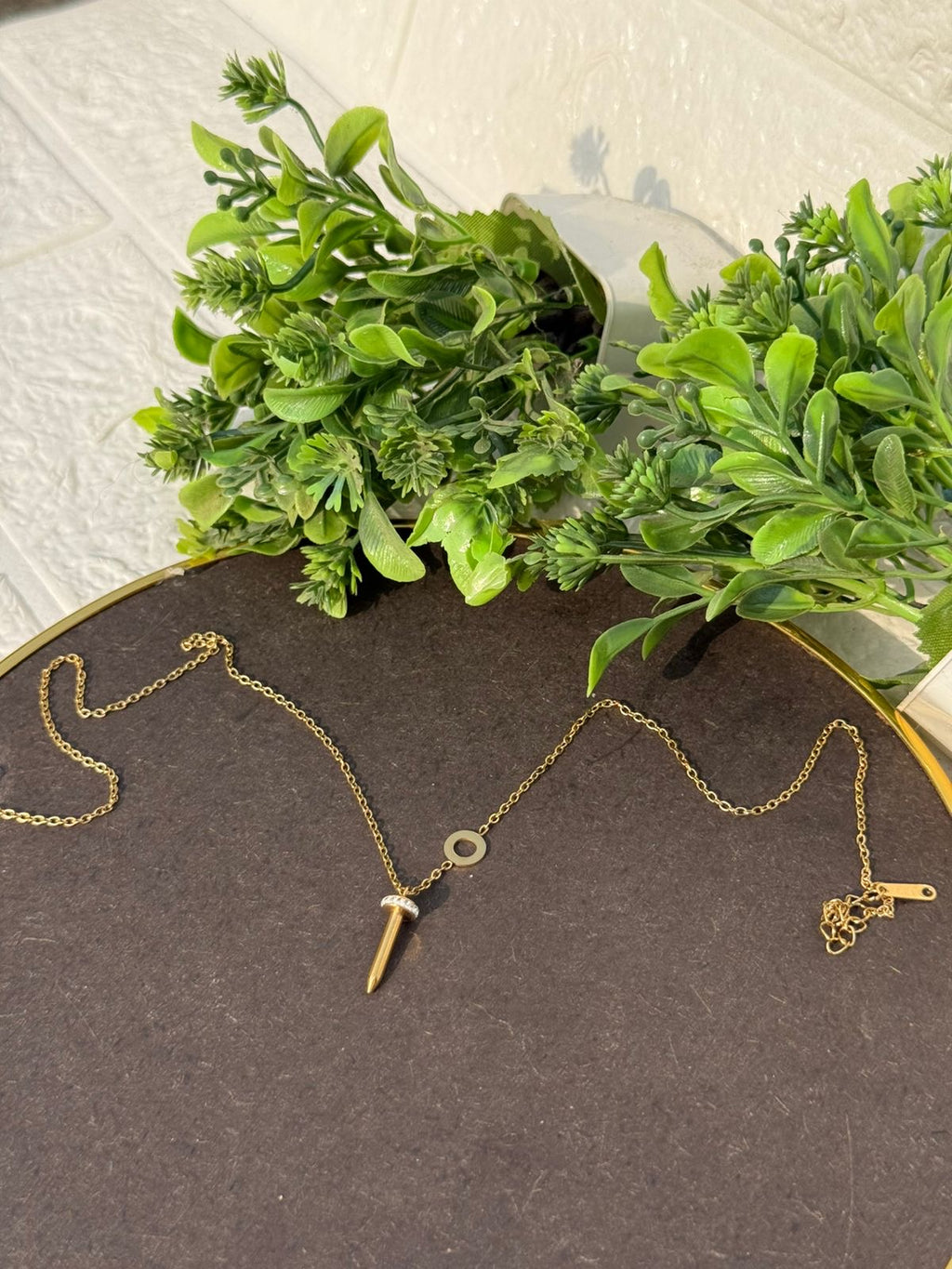 Golden spike pendant necklace