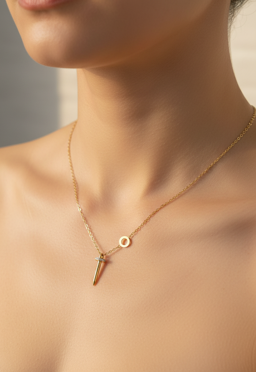 Golden spike pendant necklace