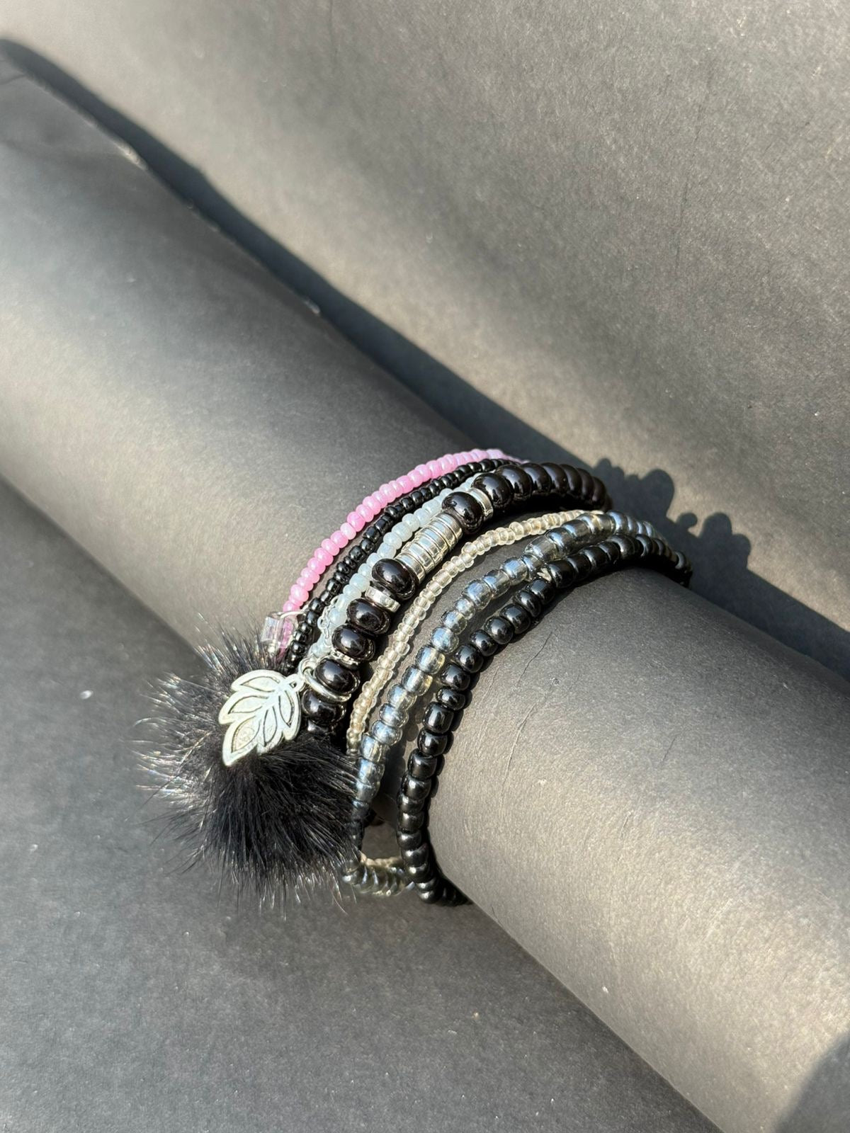 Black bracelet stack