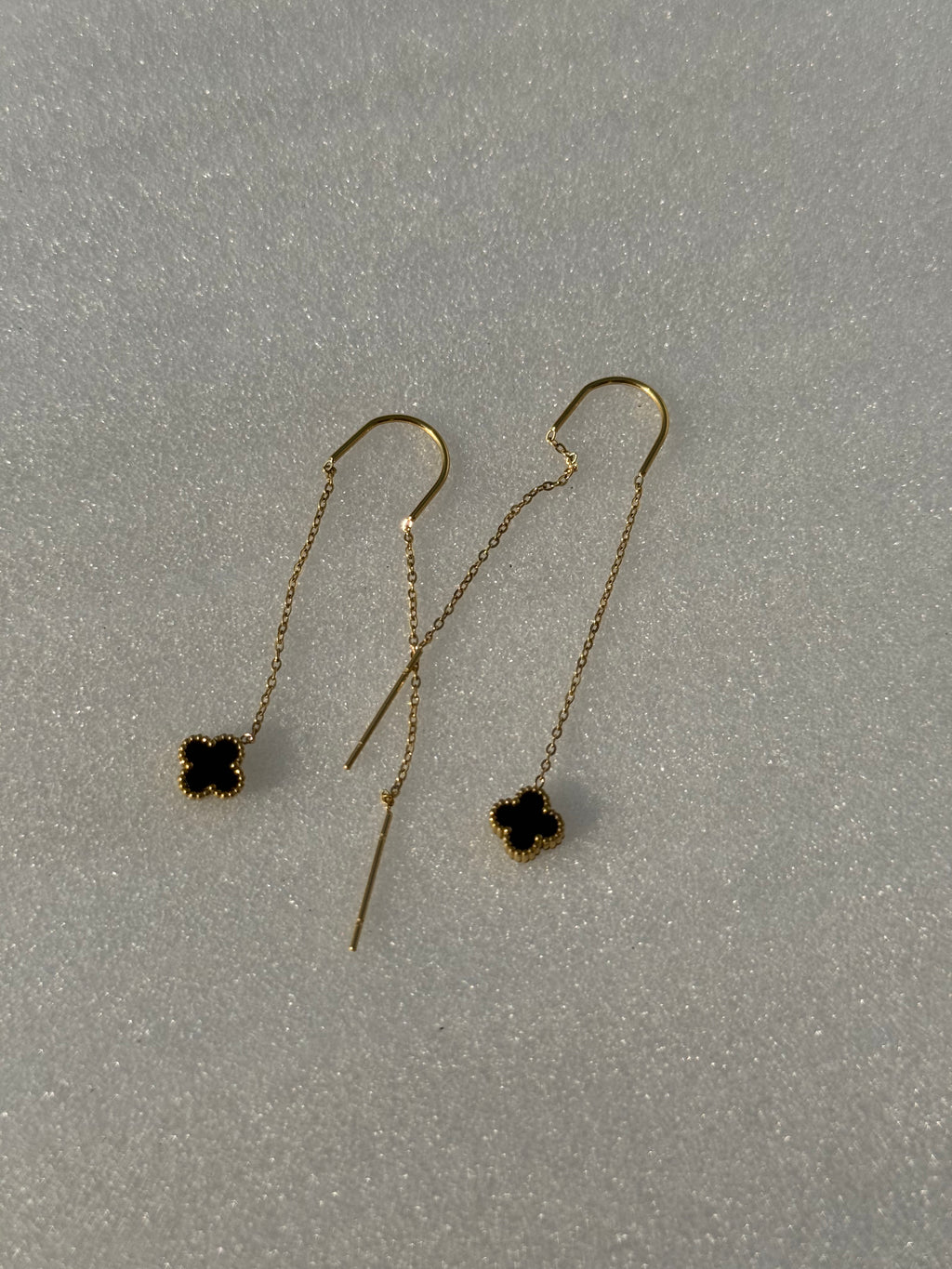 Long chain clover earrings
